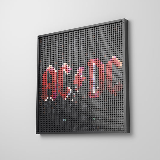 Back in Black, mosaïque en briques PopBrique, accrochée au mur