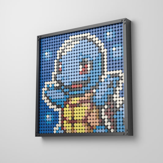 Carapuce, mosaïque en briques PopBrique, accrochée au mur