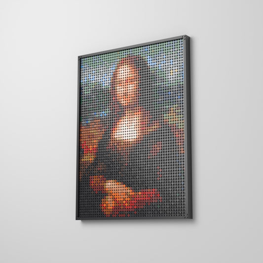 La Joconde — Léonard de Vinci, mosaïque en briques PopBrique, accrochée au mur