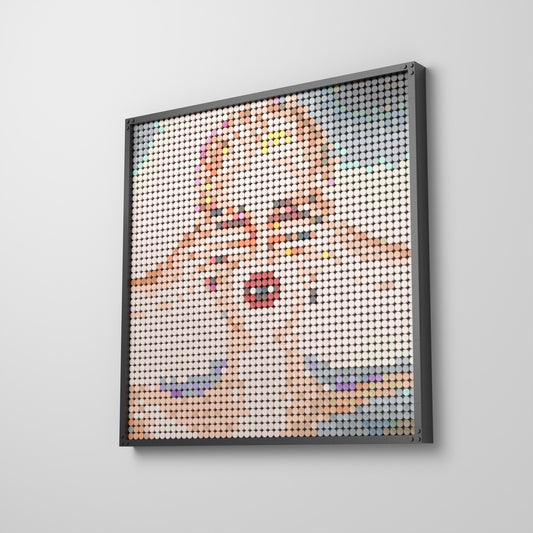 Witness, mosaïque en briques PopBrique, accrochée au mur