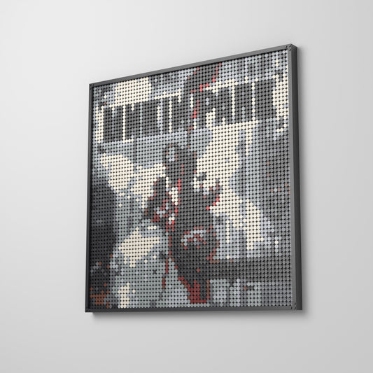 Hybrid Theory, mosaïque en briques PopBrique, accrochée au mur