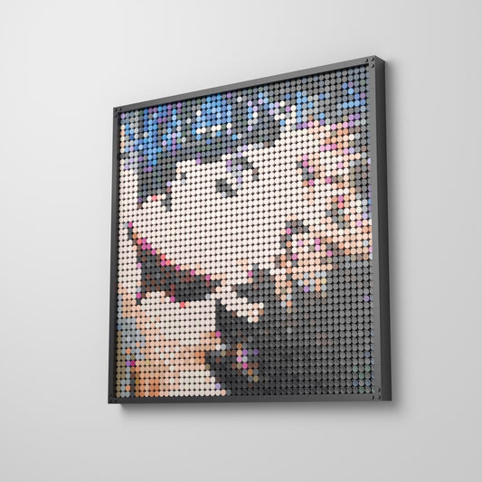 True Blue, mosaïque en briques PopBrique, accrochée au mur