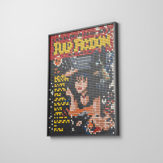 Pulp Fiction, mosaïque en briques PopBrique, accrochée au mur