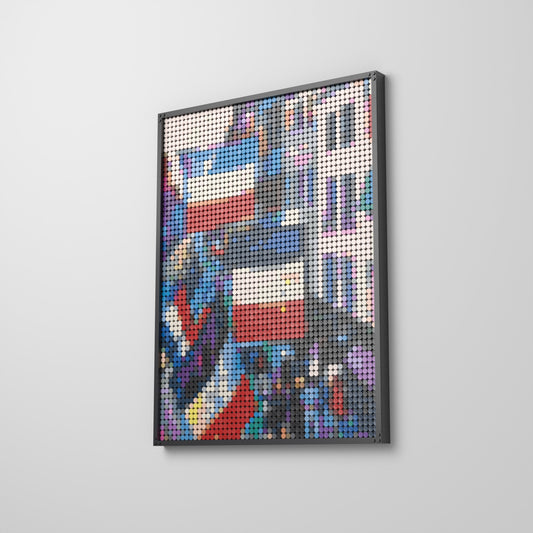 La Rue pavoisée — Raoul Dufy, mosaïque en briques PopBrique, accrochée au mur