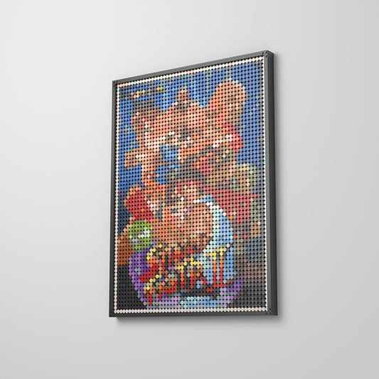 Street Fighter II, mosaïque en briques PopBrique, accrochée au mur