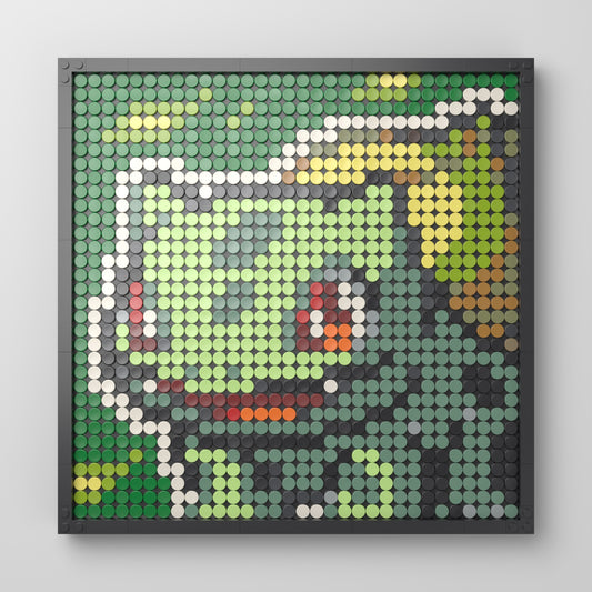 Bulbizarre, mosaïque en briques PopBrique, vue de face