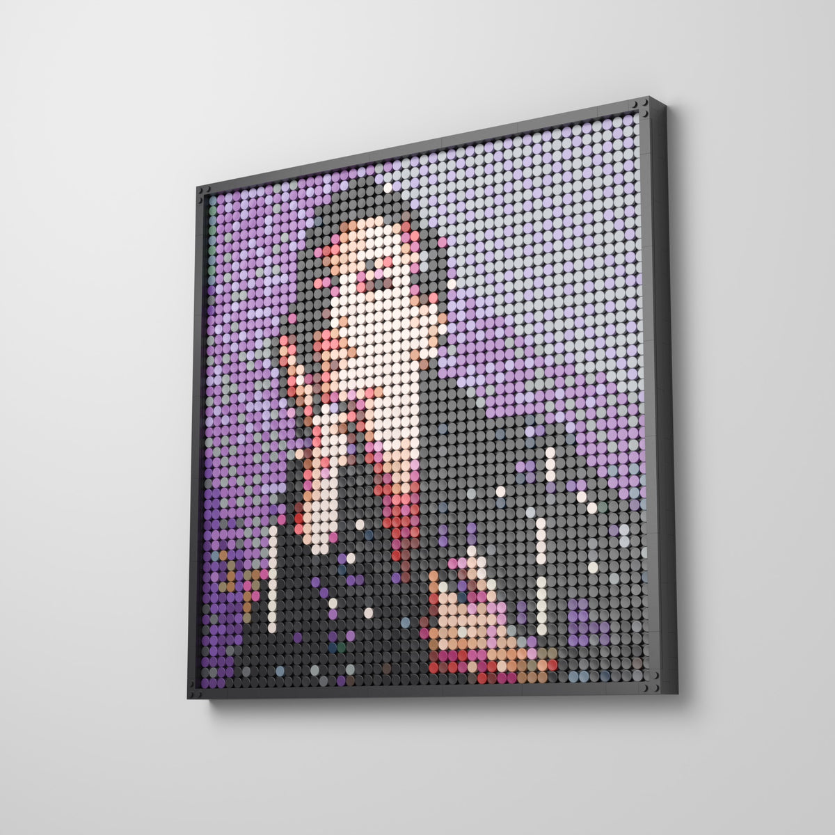 Dua Lipa, mosaïque en briques PopBrique, accrochée au mur