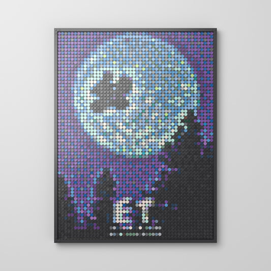 E.T. l’extra-terrestre, mosaïque en briques PopBrique, vue de face