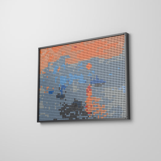 Impression, soleil levant — Claude Monet, mosaïque en briques PopBrique, accrochée au mur