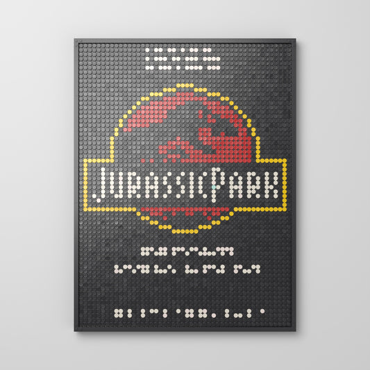 Jurassic Park, mosaïque en briques PopBrique, vue de face
