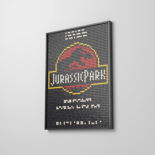 Jurassic Park, mosaïque en briques PopBrique, accrochée au mur
