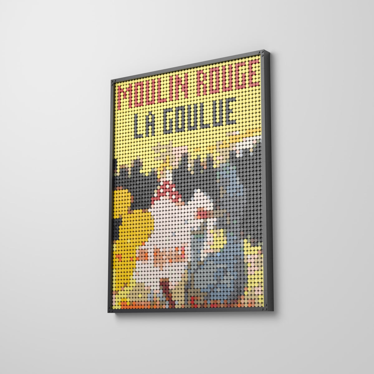 Moulin Rouge – La Goulue — Henri de Toulouse-Lautrec, mosaïque en briques PopBrique, accrochée au mur