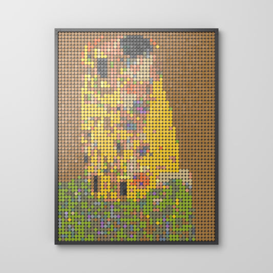 Le Baiser — Gustav Klimt, mosaïque en briques PopBrique, vue de face