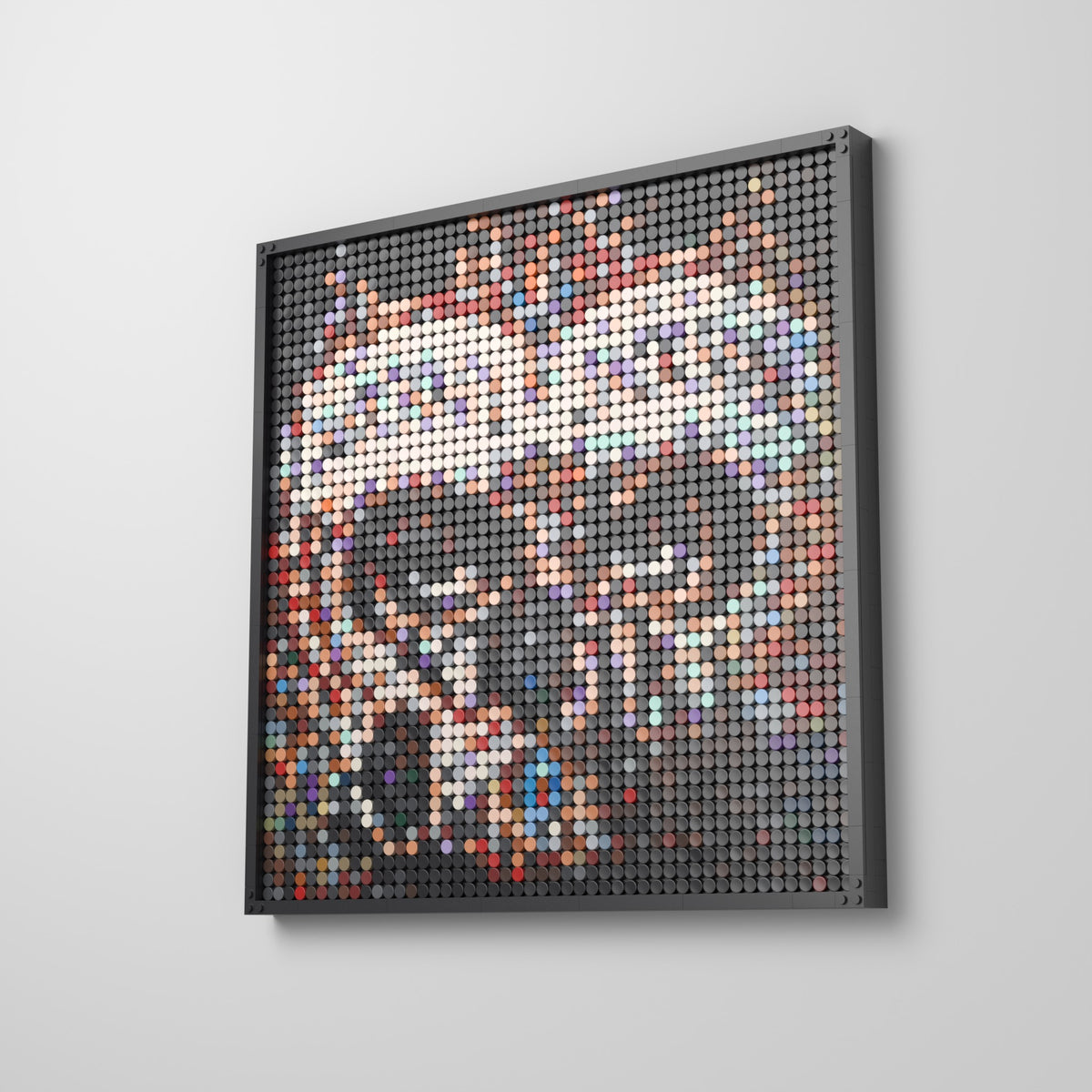 Dangerous, mosaïque en briques PopBrique, accrochée au mur