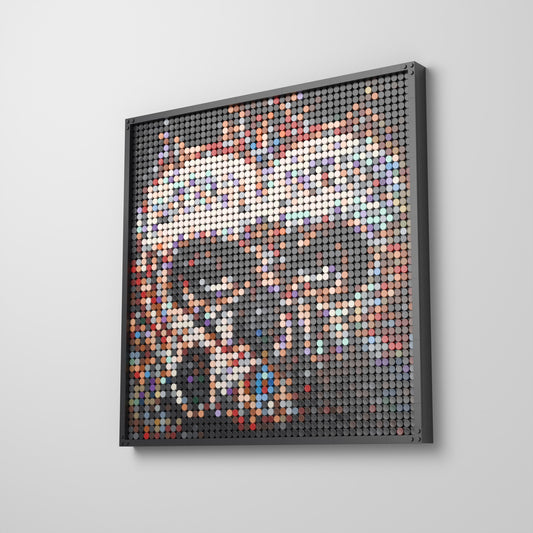 Dangerous, mosaïque en briques PopBrique, accrochée au mur