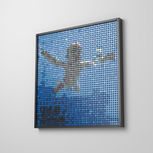 Nevermind, mosaïque en briques PopBrique, accrochée au mur