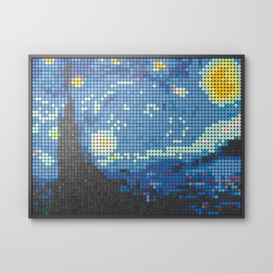 La Nuit étoilée — Vincent van Gogh, mosaïque en briques PopBrique, vue de face