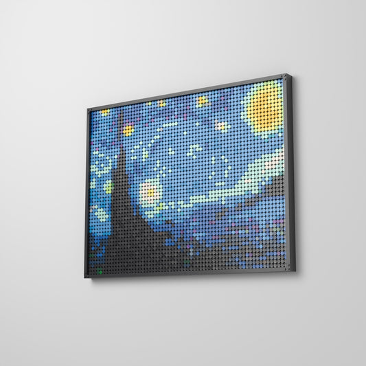 La Nuit étoilée — Vincent van Gogh, mosaïque en briques PopBrique, accrochée au mur