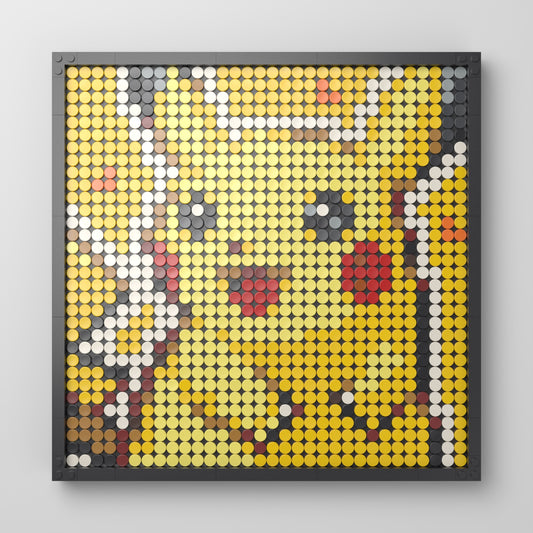 Pikachu, mosaïque en briques PopBrique, vue de face