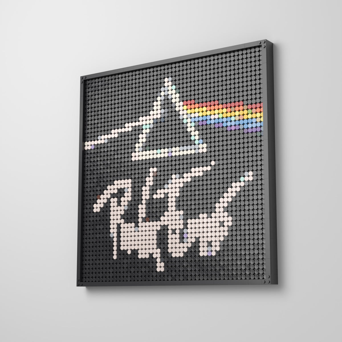 The Dark Side of the Moon, mosaïque en briques PopBrique, accrochée au mur