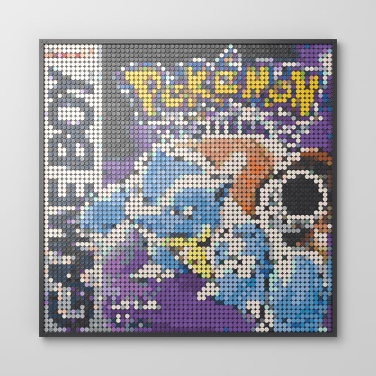 Pokémon Version Bleue, mosaïque en briques PopBrique, vue de face
