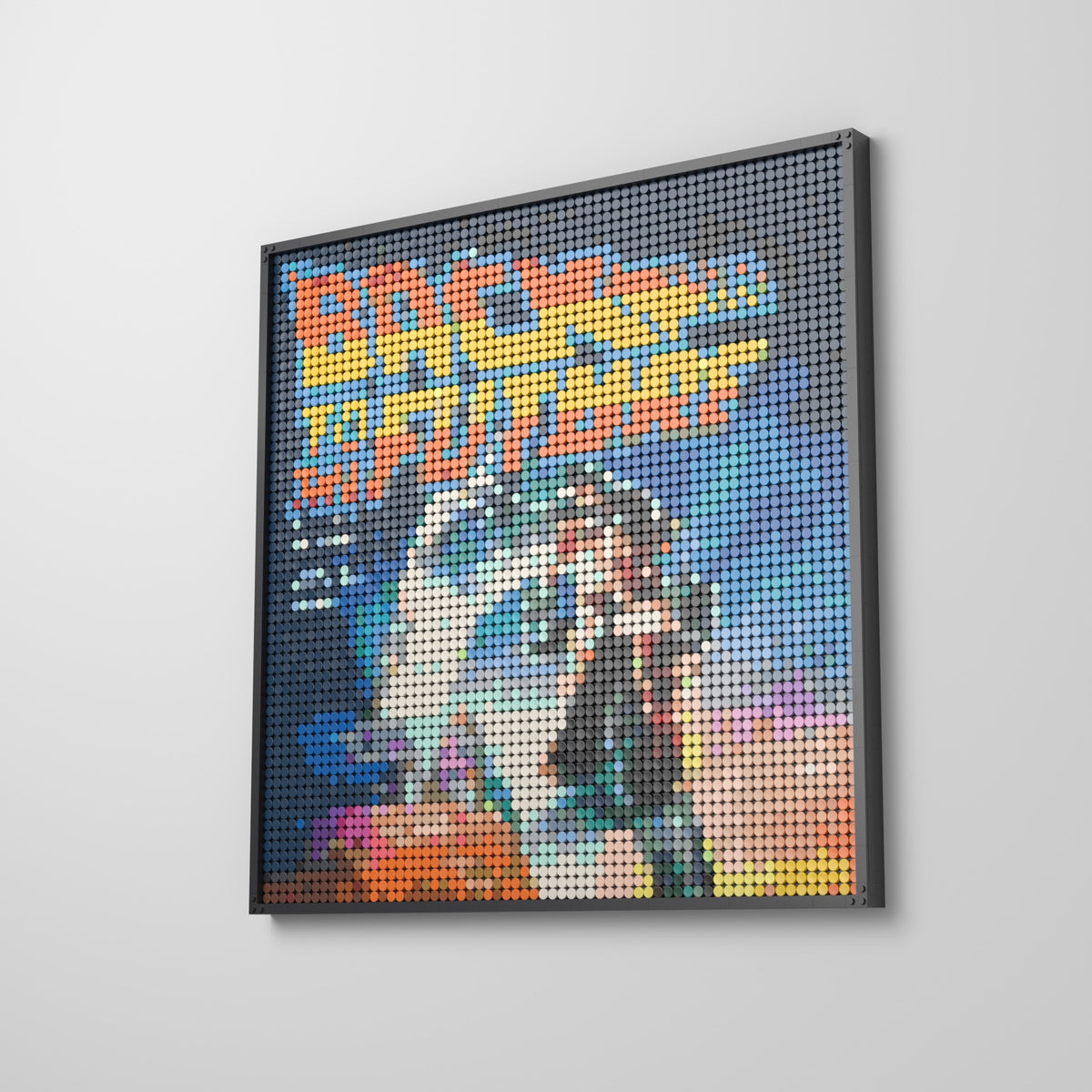 Retour vers le futur, mosaïque en briques PopBrique, accrochée au mur
