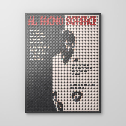 Scarface, mosaïque en briques PopBrique, vue de face