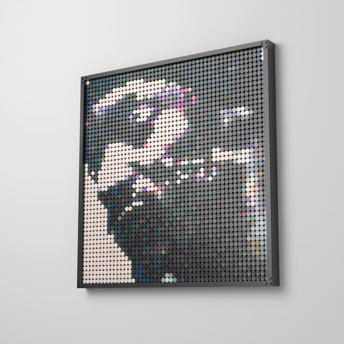 Paid tha Cost to Be da Boss, mosaïque en briques PopBrique, accrochée au mur