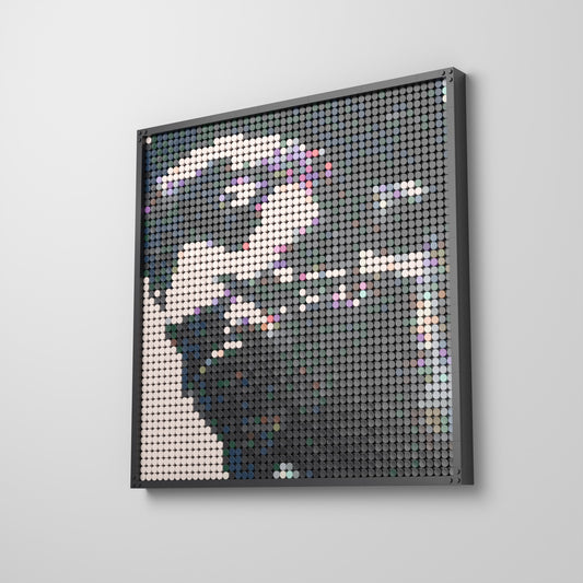 Paid tha Cost to Be da Boss, mosaïque en briques PopBrique, accrochée au mur