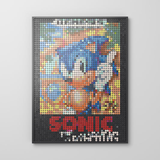 Sonic the Hedgehog, mosaïque en briques PopBrique, vue de face