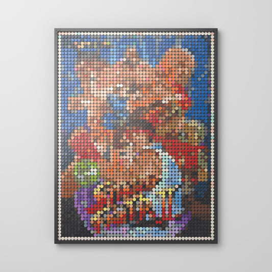 Street Fighter II, mosaïque en briques PopBrique, vue de face